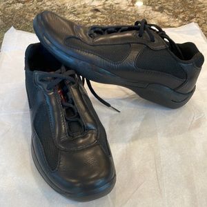 Prada black leather shoes
